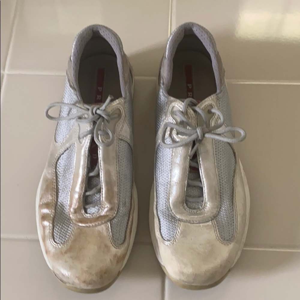Prada silver sneakers size 38